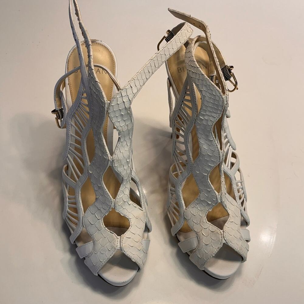 Alexandre Birman White Loretta Python Heels Size … - image 3